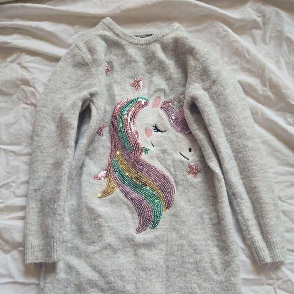Sequins unicorn sweater tunic size 5/6